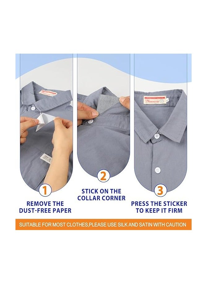 100PCS Collar Stays for Men's Dress Shirts, No Curl Collar Polo Shirt Collar Stays, Instantly Peel Plastic Collar Anti-Warping Edge Sticker for Shirts and Polo Shirts  - Image 4