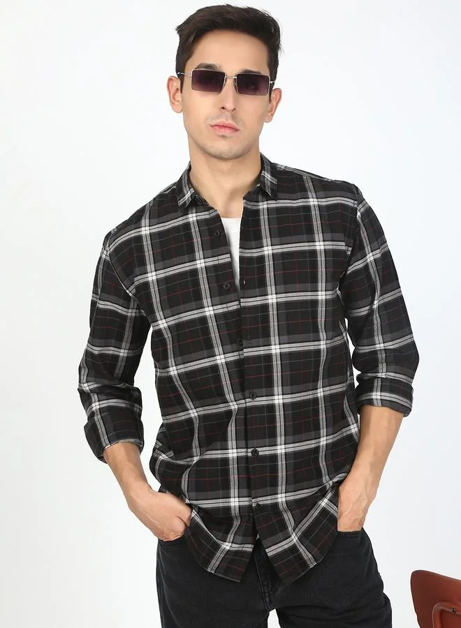 Take Two Men Black Checked Casual Shirt By Bene Kleed