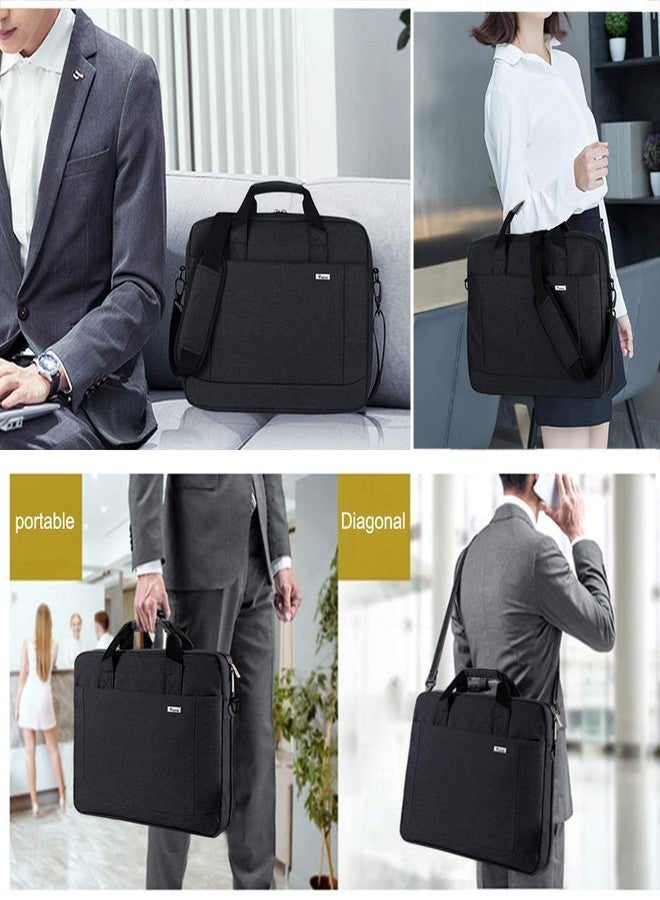 Voova Laptop Bag Case 17 17.3 Inch Computer Sleeve Messenger Bag with Shoulder Strap Expandable Waterproof Large Capacity Business Briefcase for Work Travel Fit 17-18” Laptop, Men Women, Black - Image 2