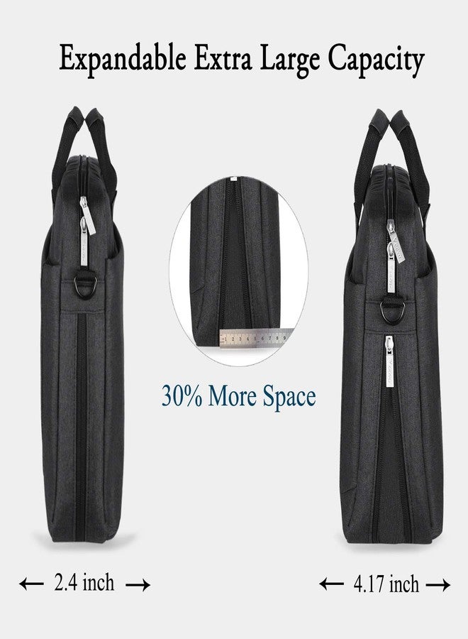 Voova Laptop Bag Case 17 17.3 Inch Computer Sleeve Messenger Bag with Shoulder Strap Expandable Waterproof Large Capacity Business Briefcase for Work Travel Fit 17-18” Laptop, Men Women, Black - Image 4