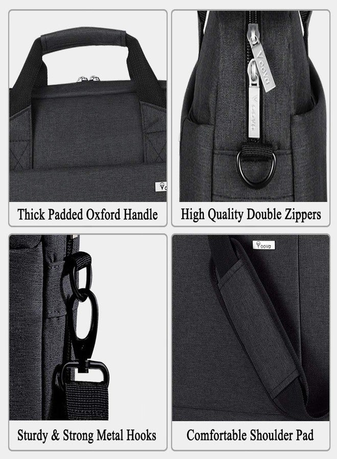 Voova Laptop Bag Case 17 17.3 Inch Computer Sleeve Messenger Bag with Shoulder Strap Expandable Waterproof Large Capacity Business Briefcase for Work Travel Fit 17-18” Laptop, Men Women, Black - Image 5