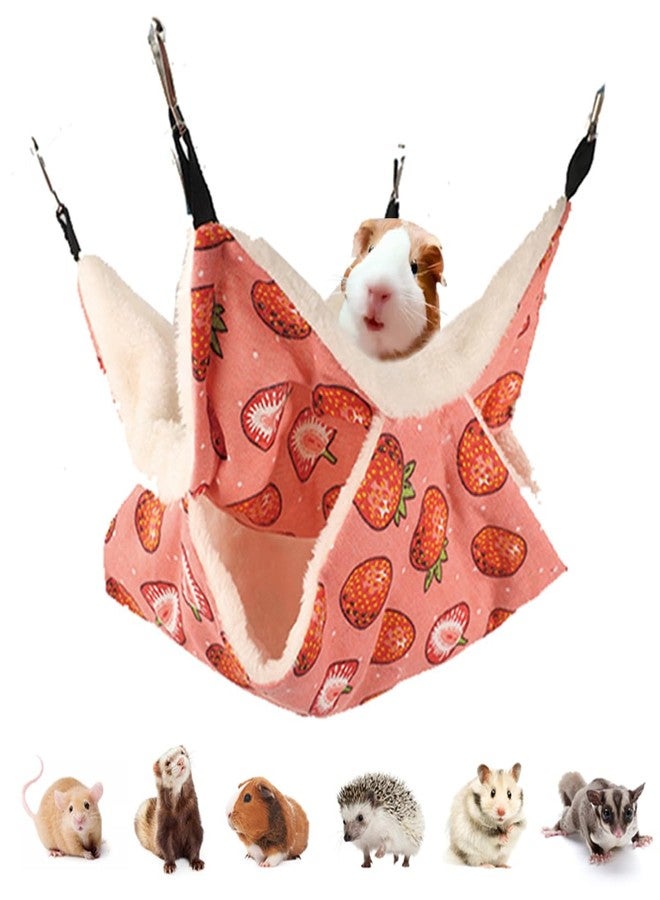 LEFTSTARER Rat Ferret Hammock Toy and Cage Accessories for Guinea Pig Hamster Rat Sugar Glider Ferret Parrot to Hide Sleep Play (Strawberry) - Image 1