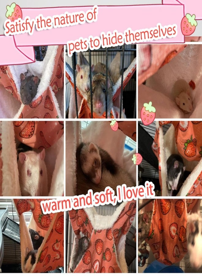 LEFTSTARER Rat Ferret Hammock Toy and Cage Accessories for Guinea Pig Hamster Rat Sugar Glider Ferret Parrot to Hide Sleep Play (Strawberry) - Image 2