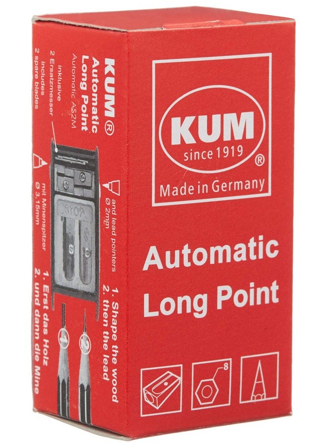 Kum - As2M (1053121) Long Point Sharpener Sharpens In 2 Steps; 2 Spare Blades Includes. With Lead Pointers For 2 Mm And 3.2 Mm. Blue Only - Image 1