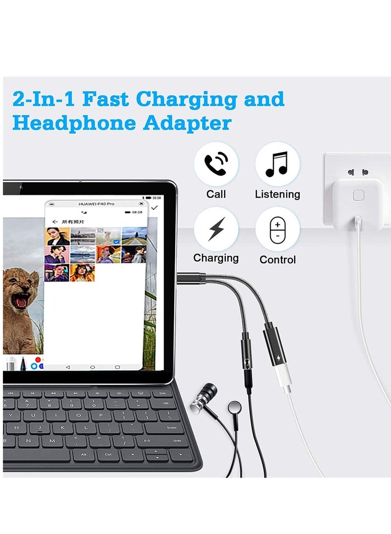 SYOSI Audio Adapter, USB Type C to Aux Audio Jack Cable with PD 60W Fast Charging USB C to 3.5MM Headphone Adapter Compatible with for Galaxy S21 S20 More - Image 2