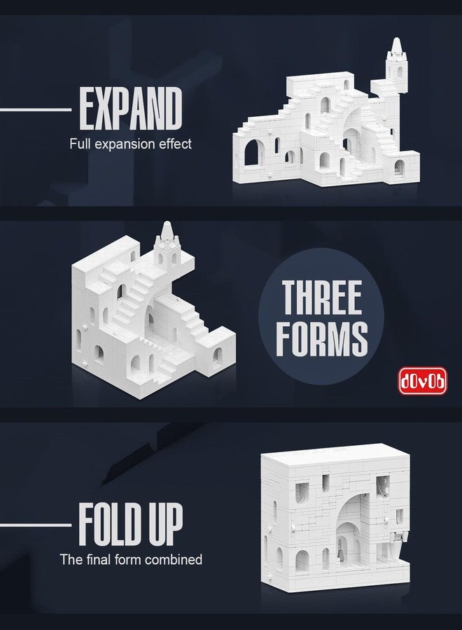 dOvOb Architectural Transformable White Castle Building Blocks Set - 668PCS Construction Magic Maze Mode Collectible Display Set for Adults and Teen - Image 4