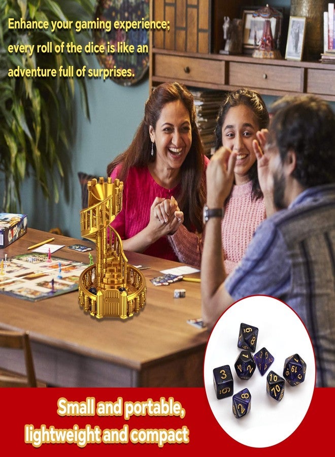 7 Inches Tall Spiral Staircase Dice Rolling Tower Castle Theme Dice Roller for Tabletop RPG DND Pathfinder Board Games Unique Dice Rolling Accessory Decoration (Gold) - Image 4