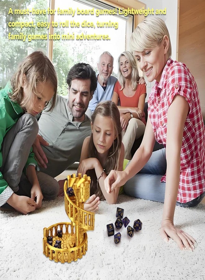 7 Inches Tall Spiral Staircase Dice Rolling Tower Castle Theme Dice Roller for Tabletop RPG DND Pathfinder Board Games Unique Dice Rolling Accessory Decoration (Gold) - Image 5