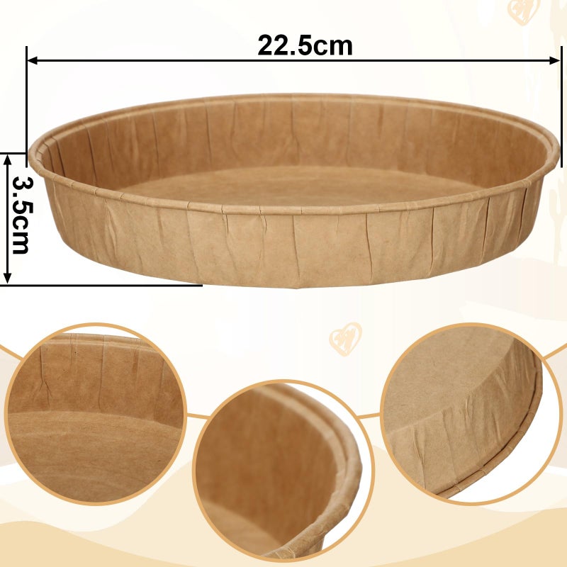 Mifoci 25 Pcs Paper Pie Pans for Baking Disposable Tart Mold Bulk Round Easy Kraft Bread Baking Pans for Microwave Freezer Oven Safe Display Loaf Cake Muffin Pizza Home Kitchen Supply - Image 2