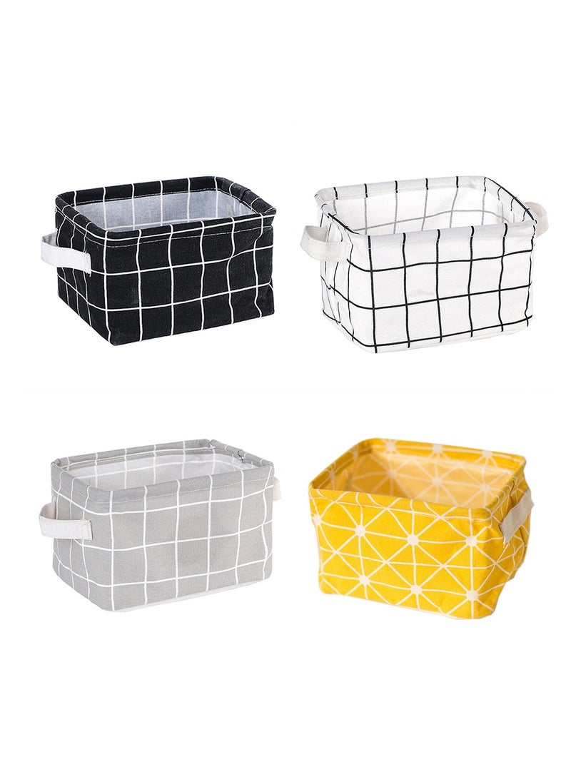 4 Packs Household Mini Desktop Storage Basket For Book Stationery With Portable Handle Durable Foldable Closet Space Save Underwear Sock Storage Box - Image 1