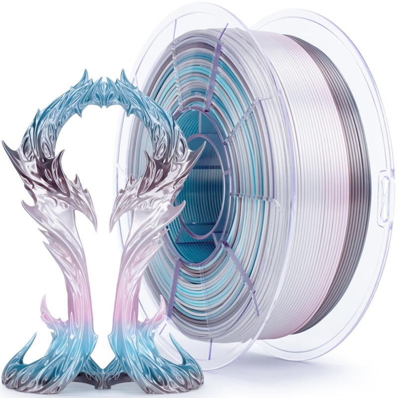 ZIRO Fast Color Change PLA, 1.75mm Color Gradient Filament, Glossy Rainbow PLA Filaments, Fit Most 3D Printer Pen, Shiny Surface Rainbow 1KG/2.2lbs Spool, Lunar Bloom (Silk) - Image 1