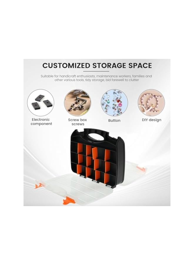 PROMASS Tool Box, Portable Small Parts Organizer, Tool Box Organizer Tray Divider, Double Side Tools Box, Screw Organizer with Removable Dividers, Multi Tool Storage Box for Nuts Bolts Screws Beads Jewelry  - Image 5