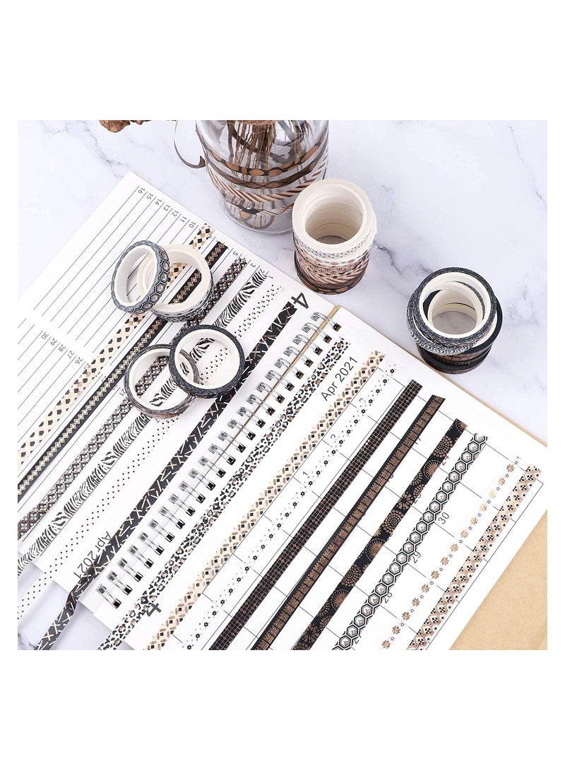 20 Rolls Washi Tape Set Decorative Gold Stamping Masking Tapes Craft Supplies for DIY Bullet or Journal Accessories,Scrapbook Accessories, Scrapbooking Supplies and Gift Wrapping Decoration,7mm x 5M - Image 3