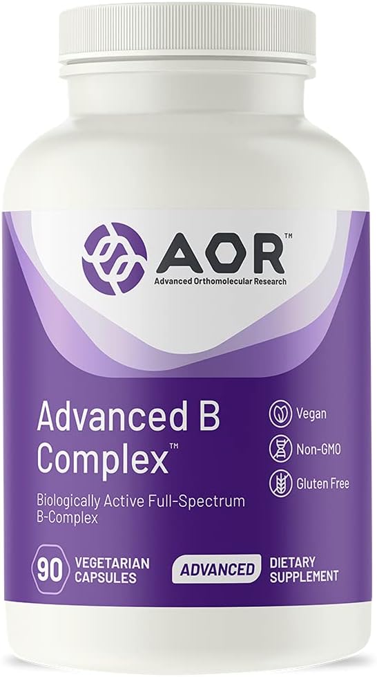 AOR Advanced B Complex Multivitamin Support for Energy Stress and Metabolism Dietary Supplement 90 Capsules 90 Servings - Image 1