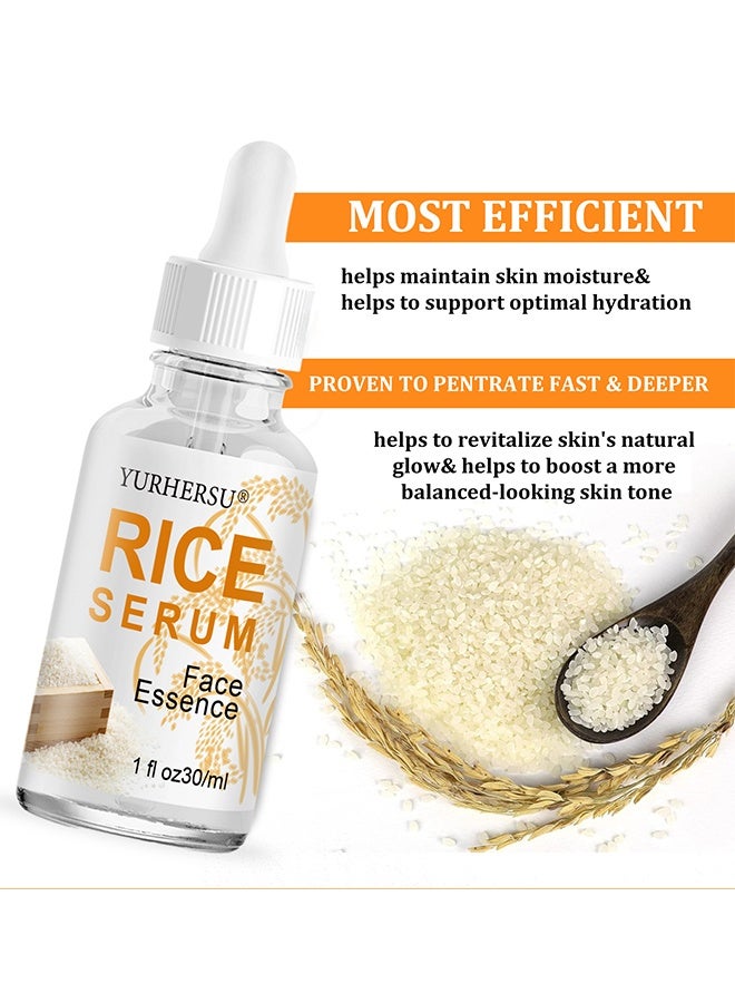 YURHERSU سيروم الأرز للوجه ، خلاصة مرطب للوجه ، شد مضاد للتجاعيد ومضاد للشيخوخة وإزالة الخطوط الدقيقة للوجه ، ناعم وترطيب عميق ولون بشرة متساوي للعناية اليومية بالبشرة - 30 مل - Image 5