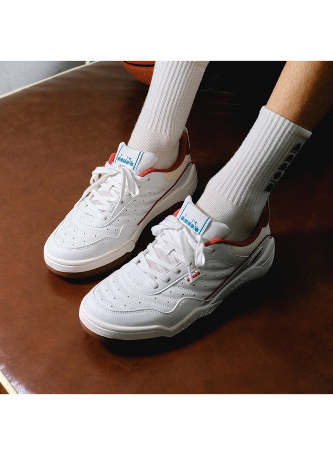 DIADORA أحذية تنس رياضية كاجوال من ديادورا يوني ريترو أكشن فلاش سحابة رقص رمادي/سييرا أحمر/أخضر داكن مقاس 40 - Image 4