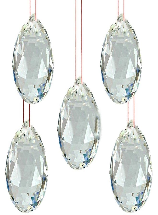 Astroghar Lot of 5 feng Shui Hanging White Crystal Ball (40 mm)