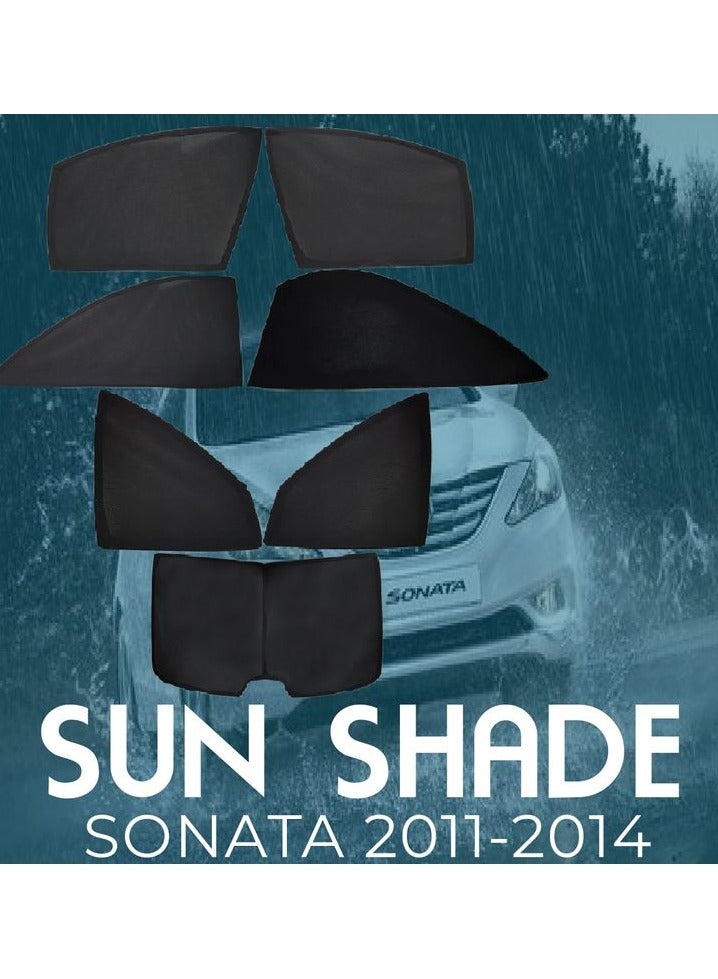 HYUNDAI 7-Piece Custom Sun Shade Set for HYUNDAl SONATA 2011-2014, Full Window Protection, UV Blocker for Front, Side, and Rear Windows - Image 1
