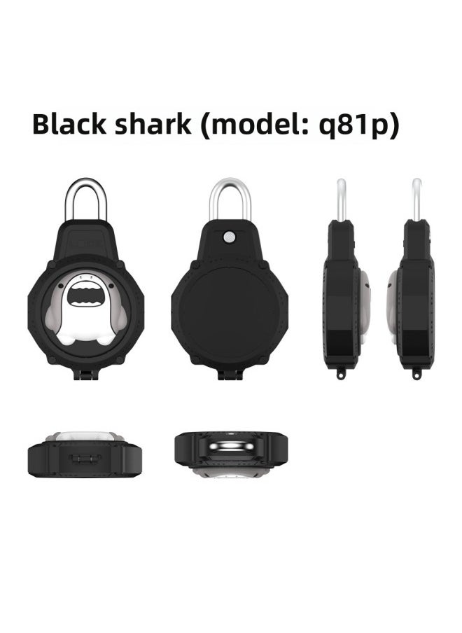 Generic - Suitable For Apple For Apple Airtag Anti-lost Security Lock PC Waterproof Protective Shell Cartoon Cute Couple Shell-Color:Black Shark (Q81P) - Image 1
