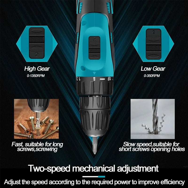 Galaxe 12V Cordless Power Screwdriver Sets Multi Function Charging Electric Hand Mini Drill Home Electric Screw Driver GLX12VCD15 28pcs tool kit - Image 5