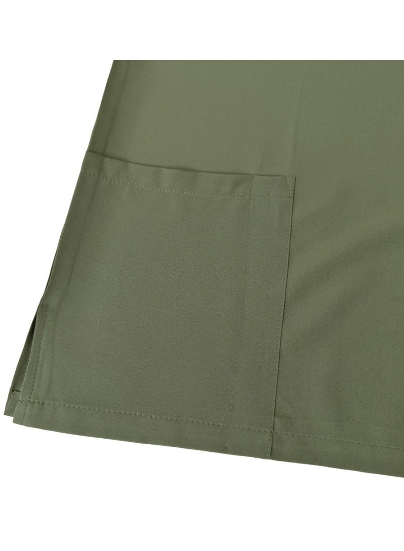 Loquat Solid Color Medical Uniform Scrubs 2 Piece Set V-Neck Top and Jogger Pants Suit Olive Green  - Image 4