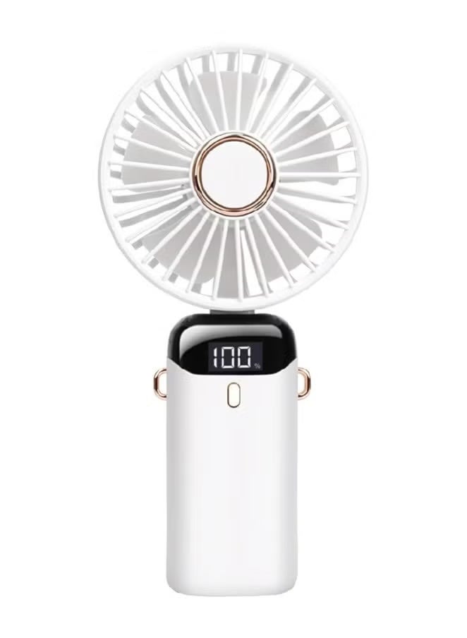 Denx Mini Rechargeable Handheld Fan with USB Charging, 5 Wind Speeds, LED Battery Indicator, Portable Lightweight Fan for Desk, Travel, Outdoor, Hands-Free Hanging, 14–22H Runtime - Image 2