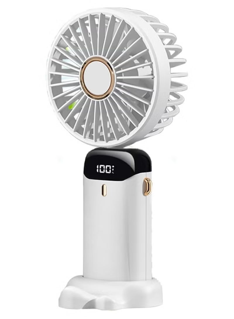 Denx Mini Rechargeable Handheld Fan with USB Charging, 5 Wind Speeds, LED Battery Indicator, Portable Lightweight Fan for Desk, Travel, Outdoor, Hands-Free Hanging, 14–22H Runtime - Image 1