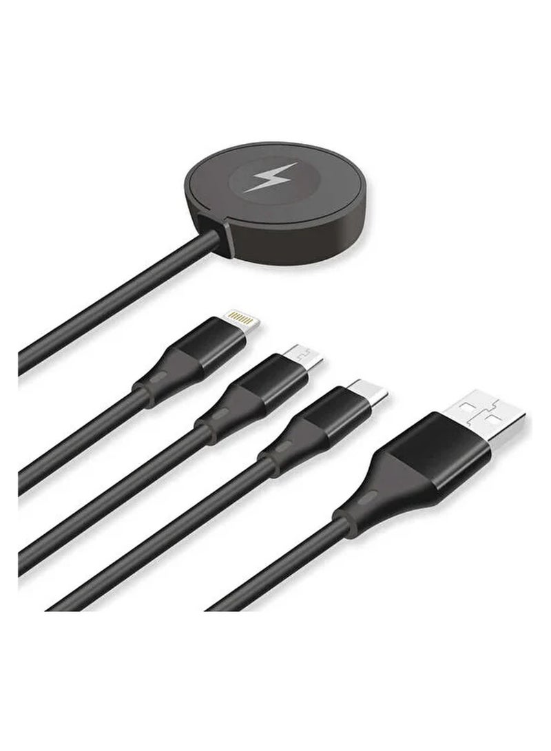 Go-Des 4 In 1 Wireless Smart Watch Charger And Multiple USB Fast Charging Cable For Multi-Purpose - Image 2