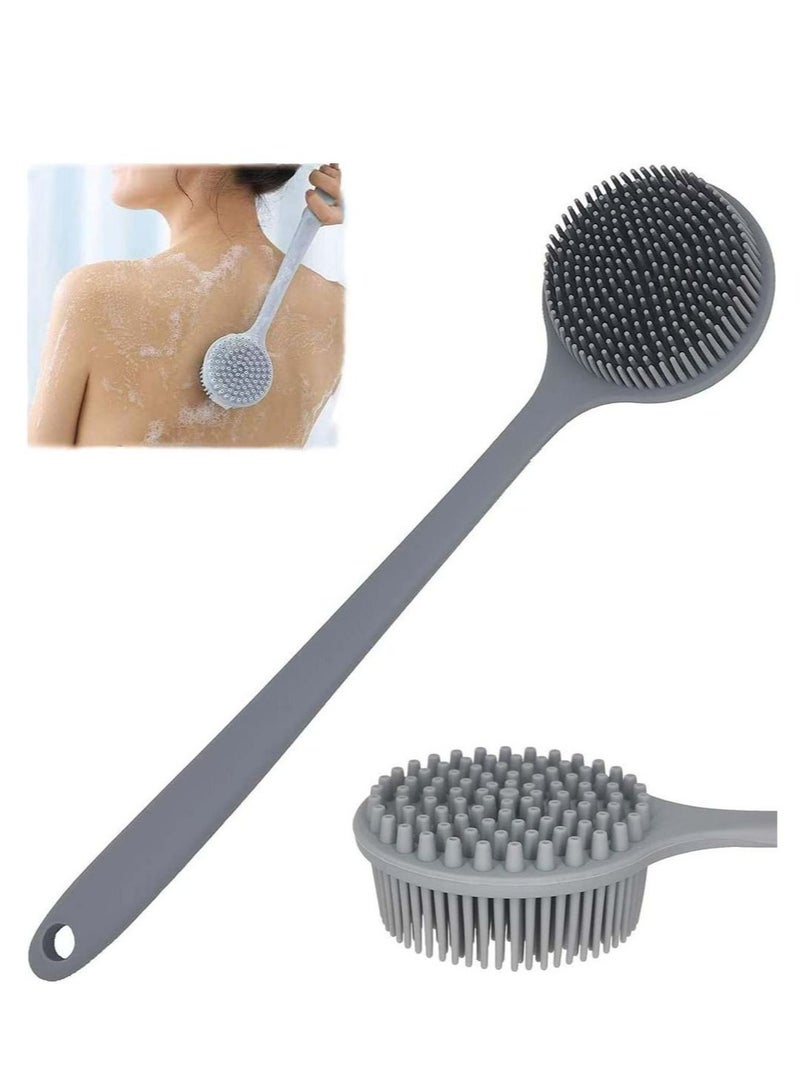 كابتن تيك فرشاة استحمام للجسم، فرشاة استحمام من السيليكون بمقبض طويل، فرشاة تنظيف للظهر على الوجهين، بدون رائحة بلاستيكية، خالية من مادة BPA، وسادة تقشير وتدليك السيلوليت للعناية بالبشرة للنساء والرجال - Image 1