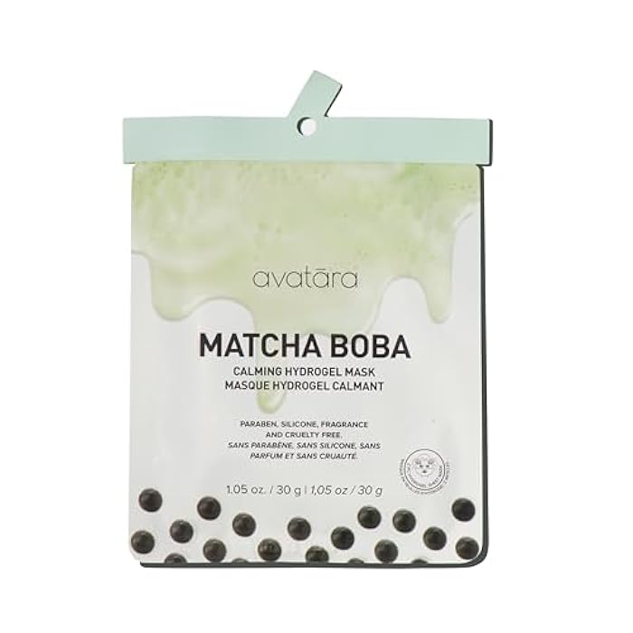 Avatara Matcha Boba Hydrogel Mask, Facial Masks Skincare Essential, 2-Piece Cooling & Hydrating Skin Care Mask with Multi-Hyaluronic Combo & Ceramides, 30 g, 1-Pack - Image 1