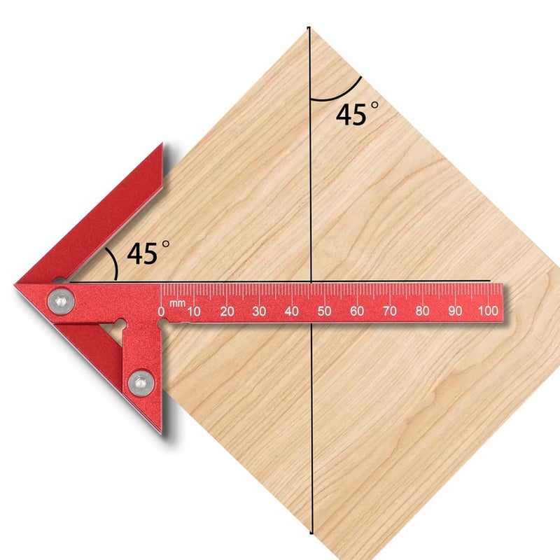 KETIPED Aluminum Alloy Center Positioning Ruler, 45/90 Degree & Right Angle & Centerline Positioning, Red High-Precision Metric Measuring Multi-Function Arrow Ruler,043R - Image 3