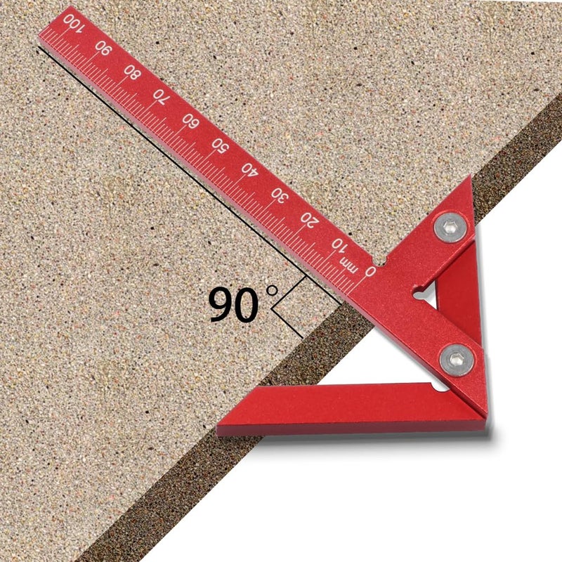 KETIPED Aluminum Alloy Center Positioning Ruler, 45/90 Degree & Right Angle & Centerline Positioning, Red High-Precision Metric Measuring Multi-Function Arrow Ruler,043R - Image 4