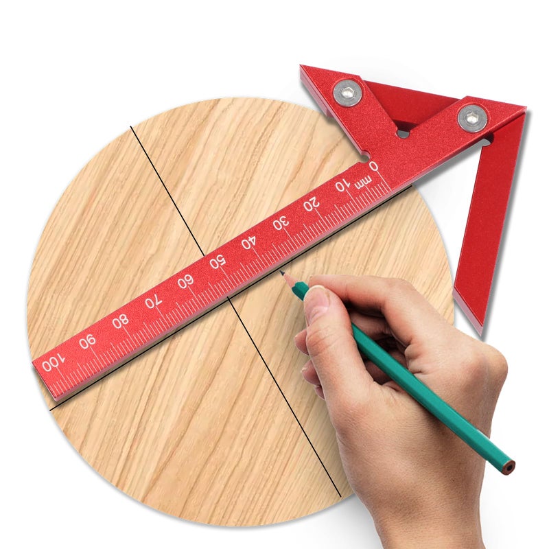 KETIPED Aluminum Alloy Center Positioning Ruler, 45/90 Degree & Right Angle & Centerline Positioning, Red High-Precision Metric Measuring Multi-Function Arrow Ruler,043R - Image 5