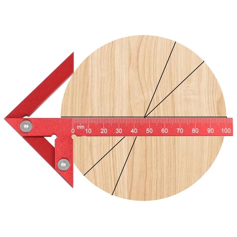 KETIPED Aluminum Alloy Center Positioning Ruler, 45/90 Degree & Right Angle & Centerline Positioning, Red High-Precision Metric Measuring Multi-Function Arrow Ruler,043R - Image 1