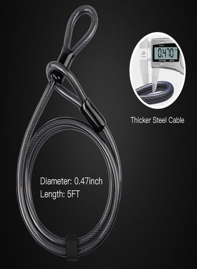 INTEKIN Bike U Lock Heavy Duty Lock, 16mm U Lock and 5ft Length Security Cable with Sturdy Mounting Bracket for Motorcycle and More, Black, Small - Image 4