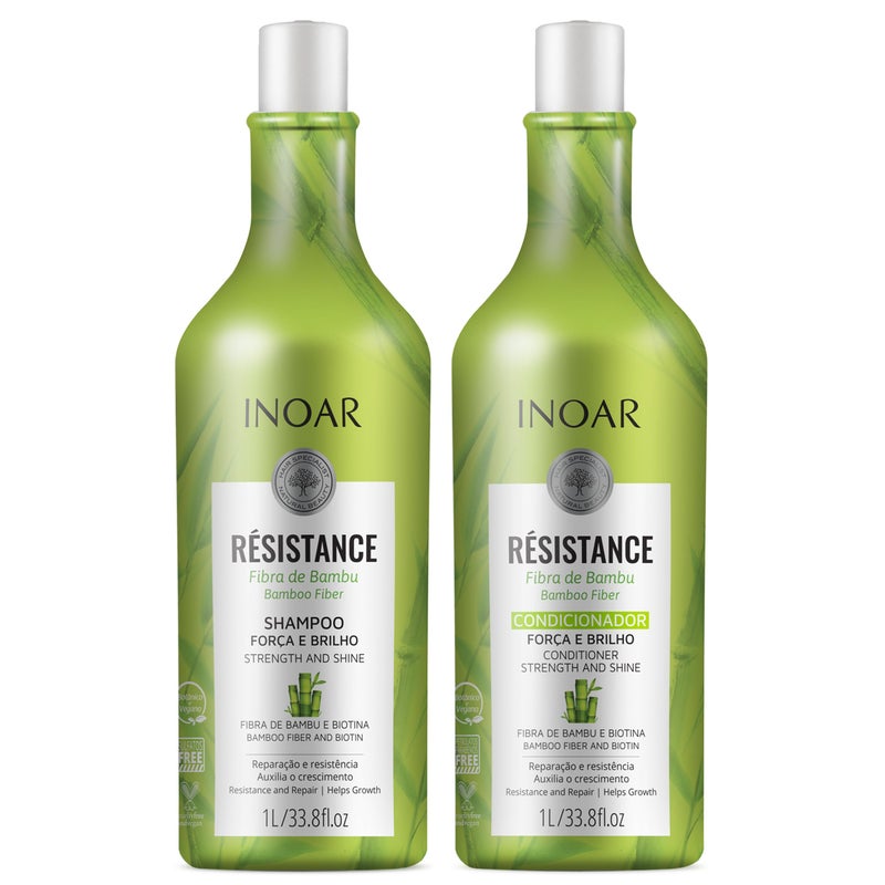 INOAR  Resistance Bambu Shampoo  Conditioner Duo Maintains Hairs Strength and Shine Biotin Hair Product Anti Frizz Vegan Hair Product Cruelty Free Haircare for Men and Women 331 oz
