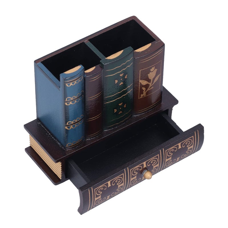 Antique Library Books Design Pen Holder For Desk Office Study Decoration - Image 5