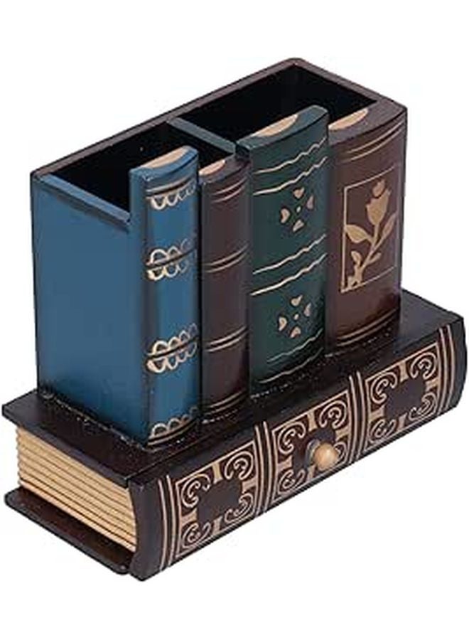 Antique Library Books Design Pen Holder For Desk Office Study Decoration - Image 1