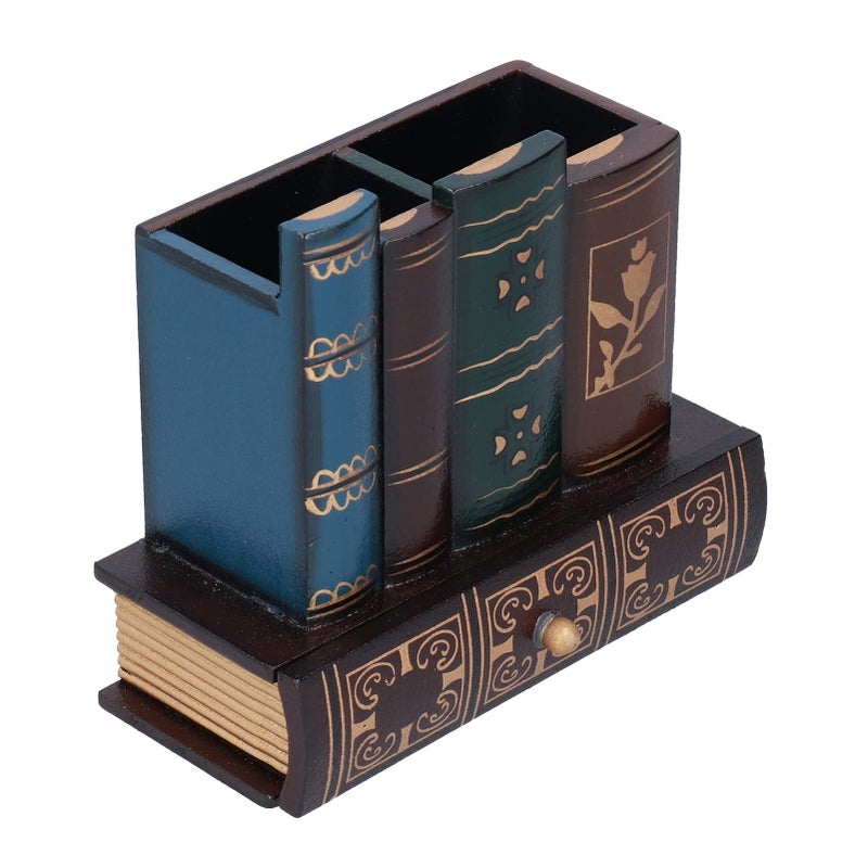 Antique Library Books Design Pen Holder For Desk Office Study Decoration - Image 2