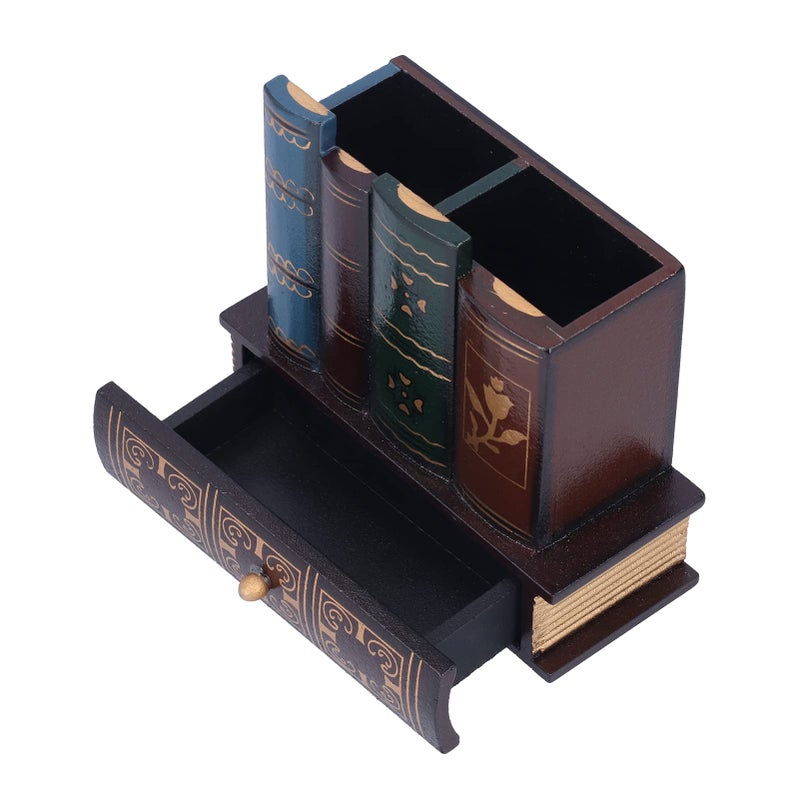 Antique Library Books Design Pen Holder For Desk Office Study Decoration - Image 4