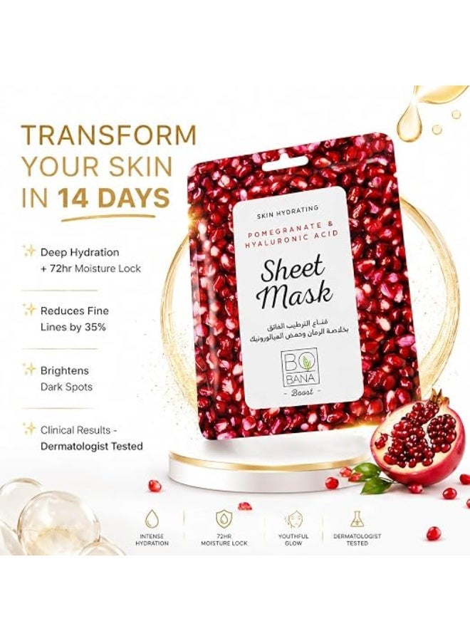 BOBANA Two Bobana skin-brightening sheet masks with Vitamin C + pomegranate extract mask, suitable for all skin types. - Image 3