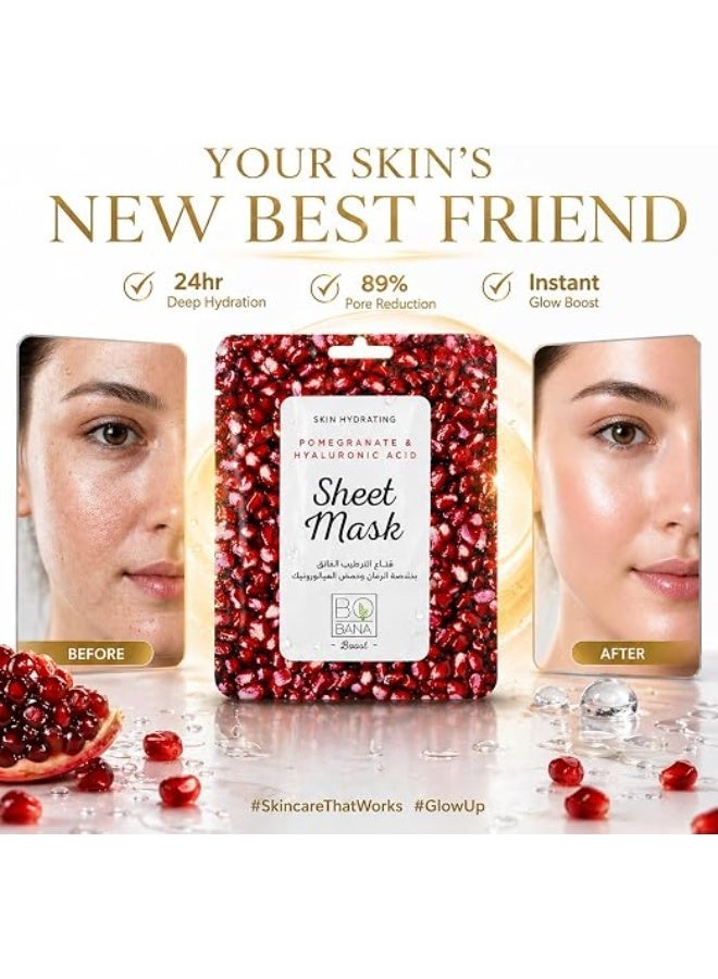 BOBANA Two Bobana skin-brightening sheet masks with Vitamin C + pomegranate extract mask, suitable for all skin types. - Image 2
