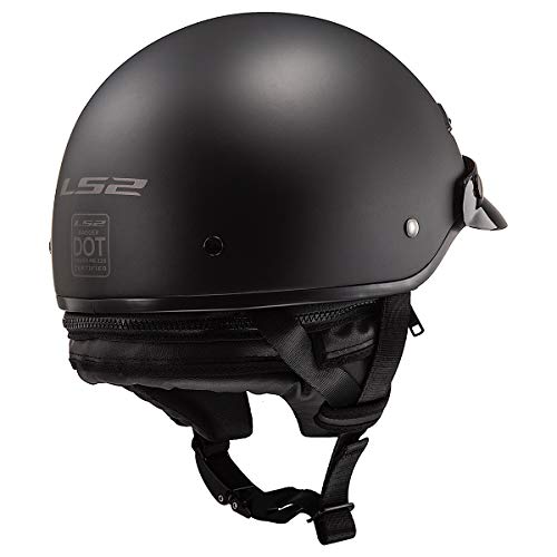LS2 Helmets Bagger Motorcycle Half Helmet (Matte Black - X-Small) - Image 4