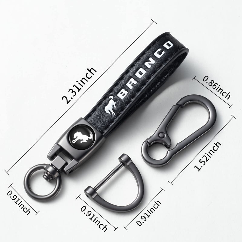 TACOMA Genuine Leather Car Keychain for Ford Bronco Sport Key Chain Family Present Key Ring Accessories(Black) - Image 5