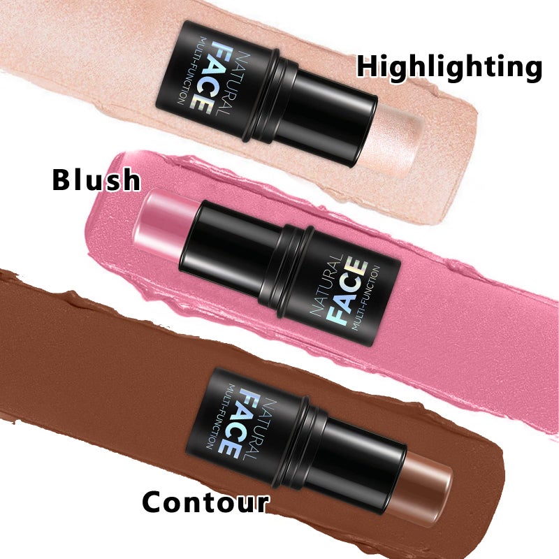 LemonSac 3Pcs Cream Contour Stick Makeup Kit, Shades with Highlighter Stick, Blush Stick and Bronzer Contour Stick for Sculpt the Cheeks, Long Lasting, Waterproof, Matte & Dewy Finish (LIGHT MEDIUM) - Image 2