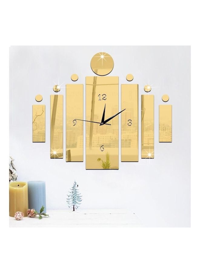 نيبمينينت ساعة حائط قابلة للإزالة تثبتها بنفسك بتصميم هندسي إبداعي بلون ذهبي بني - Image 2