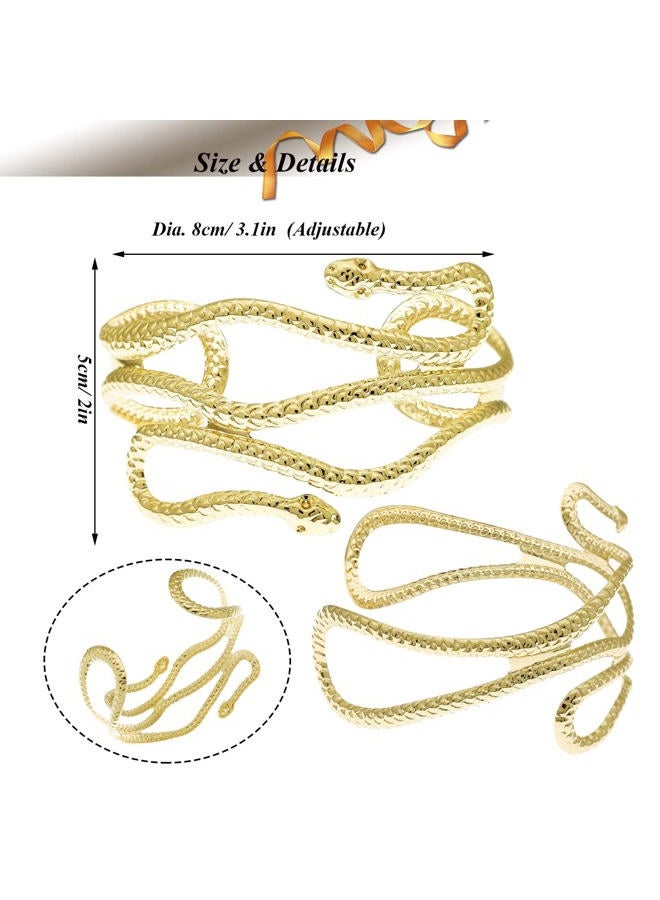 RechicGu Chic Egypt Cleopatra Swirl Snake Arm Cuff Armlet Armband Open Bangle Bracelet 8cm Polycarbonate, 8cm, Polycarbonate - Image 2