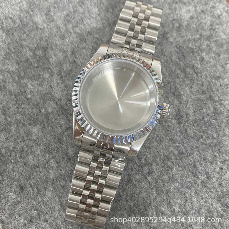 Generic Stainless Steel 39mm Watch Case with BandLog tooth ring flat mirror sapphire case_five baht band_dense bottom Log tooth ring flat mirror sapphire case_five baht band_dense bottom 
