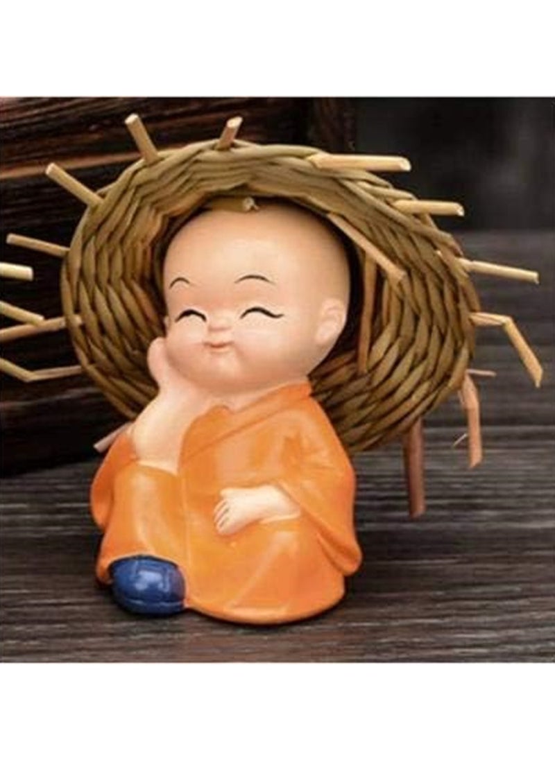 VKL Set of 4 Baby Monk Hat Buddha Figurines - for Car Dashboard | Home Decor| Office Decor| Gifting for Pregnant Women| Diwali Decor| Vaastu Decor| Fengshui Decorative Showpiece  - Image 2
