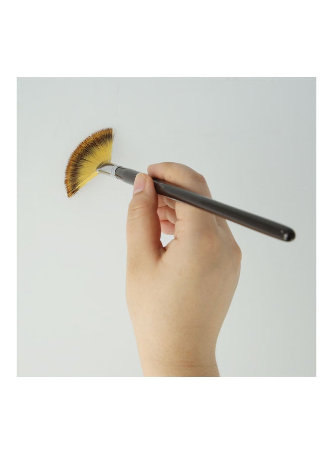 NIBEMINENT 3-Piece Soft Fan Brush For Acrylic Oil Watercolour Black/Silver/Beige - Image 4